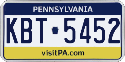 PA license plate KBT5452
