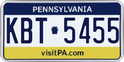 PA license plate KBT5455