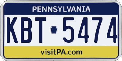 PA license plate KBT5474