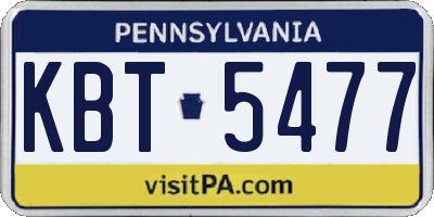 PA license plate KBT5477