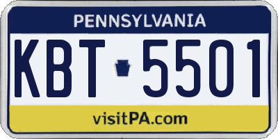 PA license plate KBT5501