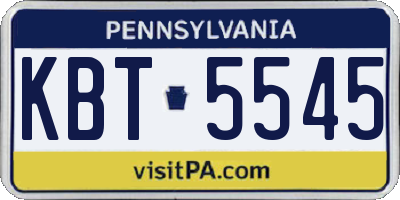 PA license plate KBT5545