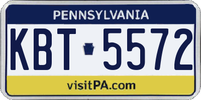 PA license plate KBT5572
