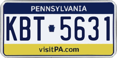 PA license plate KBT5631