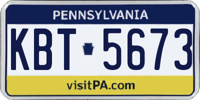PA license plate KBT5673