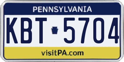 PA license plate KBT5704