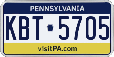 PA license plate KBT5705