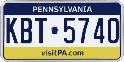 PA license plate KBT5740
