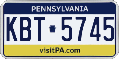 PA license plate KBT5745