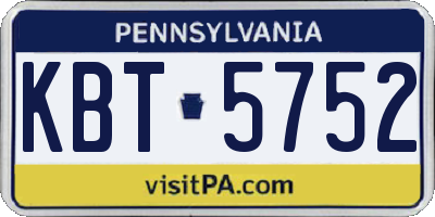 PA license plate KBT5752
