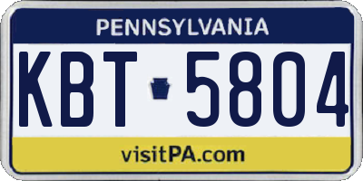 PA license plate KBT5804