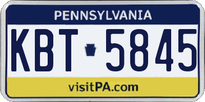 PA license plate KBT5845