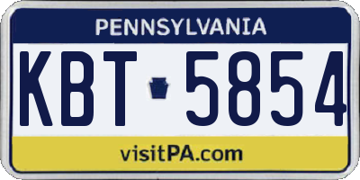 PA license plate KBT5854
