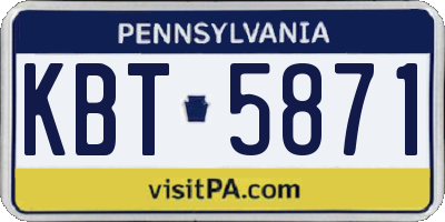 PA license plate KBT5871