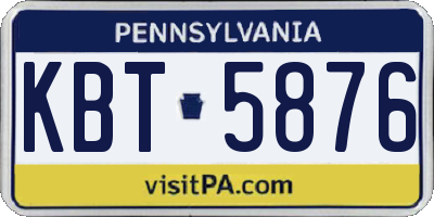 PA license plate KBT5876