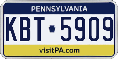PA license plate KBT5909