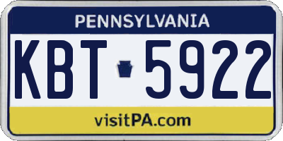 PA license plate KBT5922
