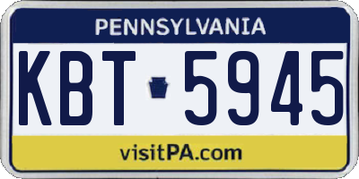 PA license plate KBT5945