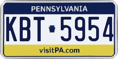 PA license plate KBT5954