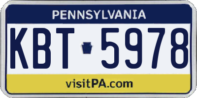 PA license plate KBT5978