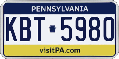 PA license plate KBT5980