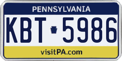 PA license plate KBT5986