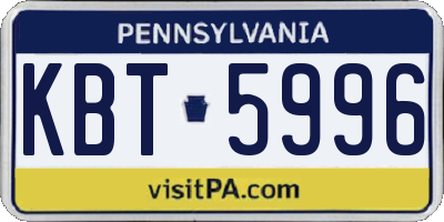 PA license plate KBT5996