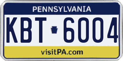PA license plate KBT6004