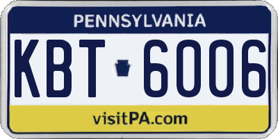 PA license plate KBT6006