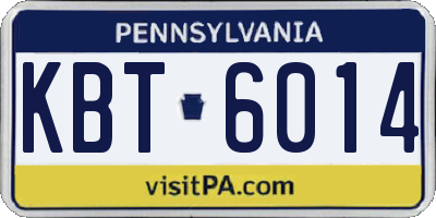 PA license plate KBT6014