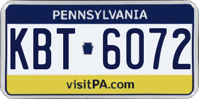 PA license plate KBT6072