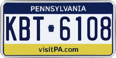 PA license plate KBT6108