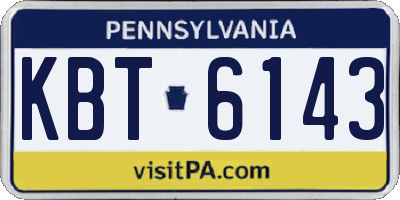 PA license plate KBT6143
