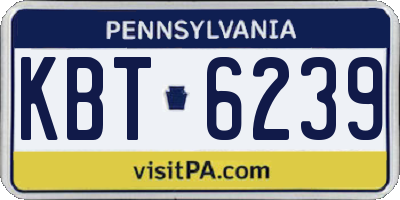 PA license plate KBT6239
