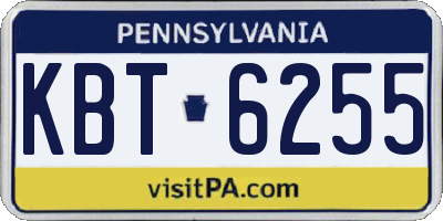 PA license plate KBT6255