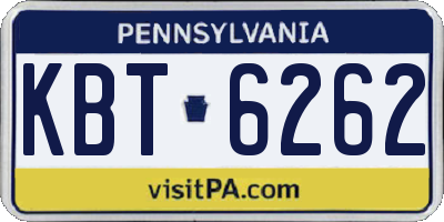 PA license plate KBT6262