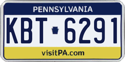 PA license plate KBT6291