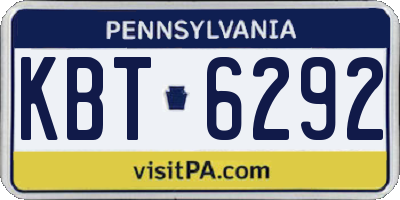 PA license plate KBT6292