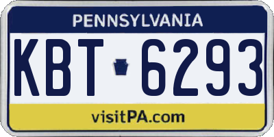 PA license plate KBT6293