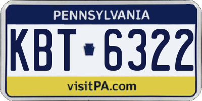 PA license plate KBT6322
