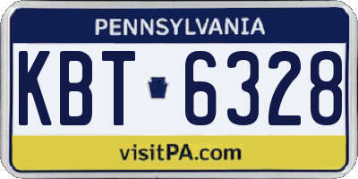PA license plate KBT6328