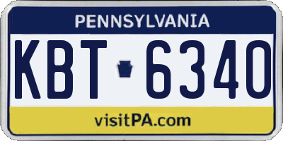 PA license plate KBT6340