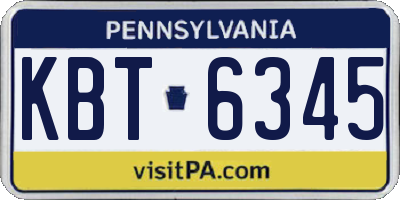 PA license plate KBT6345