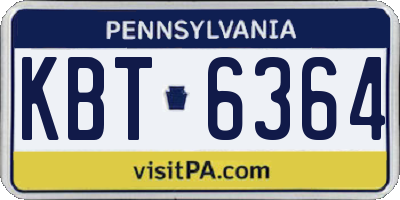 PA license plate KBT6364