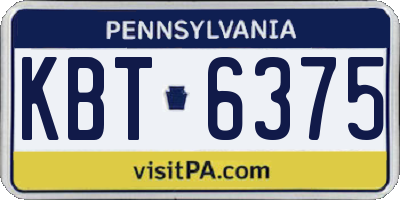 PA license plate KBT6375