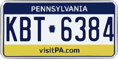 PA license plate KBT6384