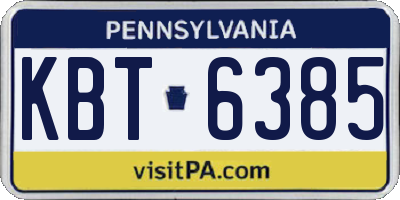 PA license plate KBT6385