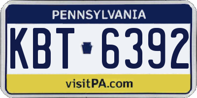 PA license plate KBT6392