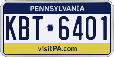PA license plate KBT6401