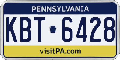 PA license plate KBT6428